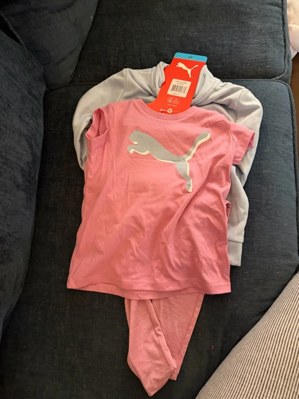 Puma Light Gray Zip Jacket with Pink Leggings - Picture 2 of 2